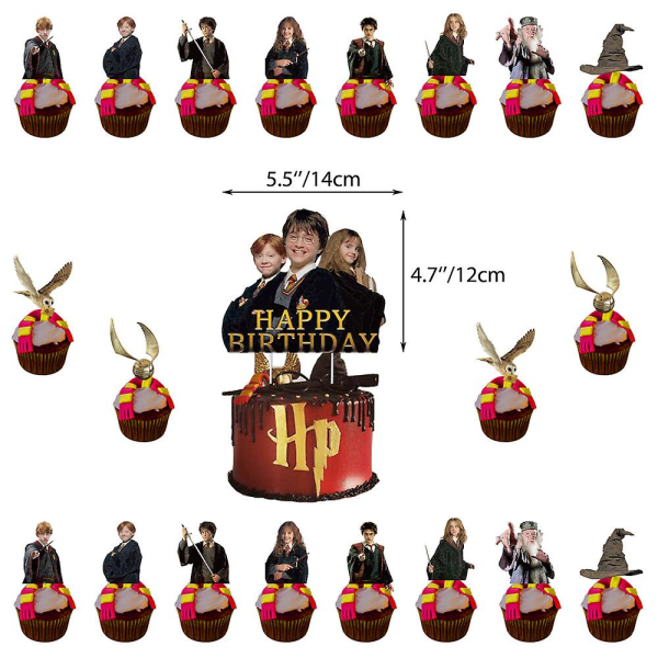 Harry Potter Tema Dekoration Set Banner Ballonger Kit Cake Cupcake Toppers Party Supplies Presenter