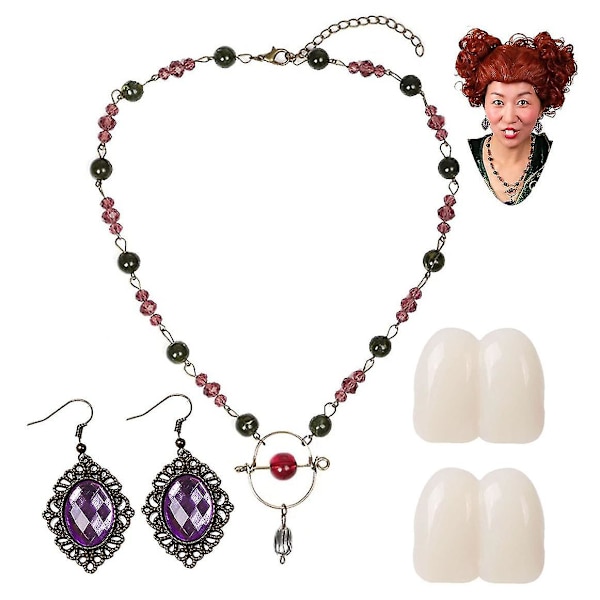 Örhängen Halsband Och Tandlock Set Cosplay Tillbehör För Winifred Sanderson Hocus Pocus För Halloween