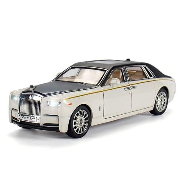 1/24 Skala Simulation Rolls-royce Phantom Bilmodel Med Lyd- og Lysfunktion, Træk Tilbage Bil Legetøjsdekoration Til Børn Og Voksne