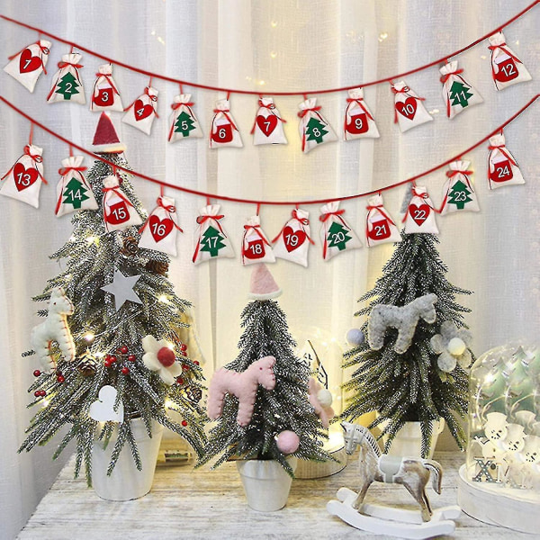 Jul Nedräkning Tyg Adventskalender 12 Dagar Nedräkning Xmas Hängande Adventskalender Garland För Godis Presentpåsar Säckar Gör-det-själv Julfest Decora