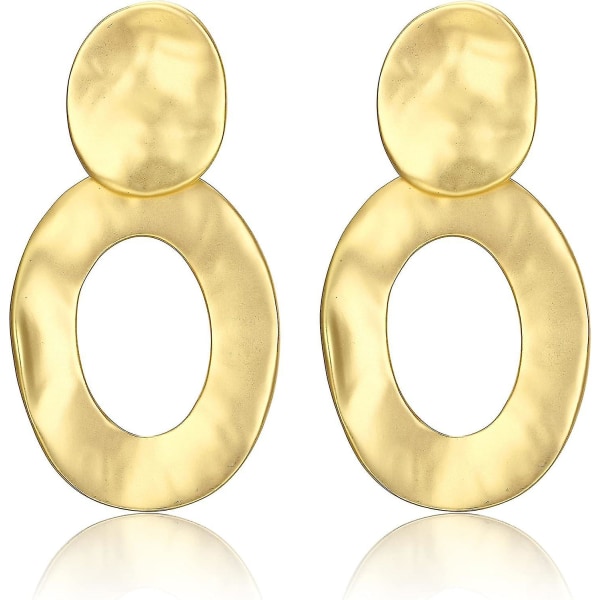 Kvinders guldhængende øreringe store runde med runde klips Geometriske øreringe mat vedhæng Goldstyle 1 -xx style 1