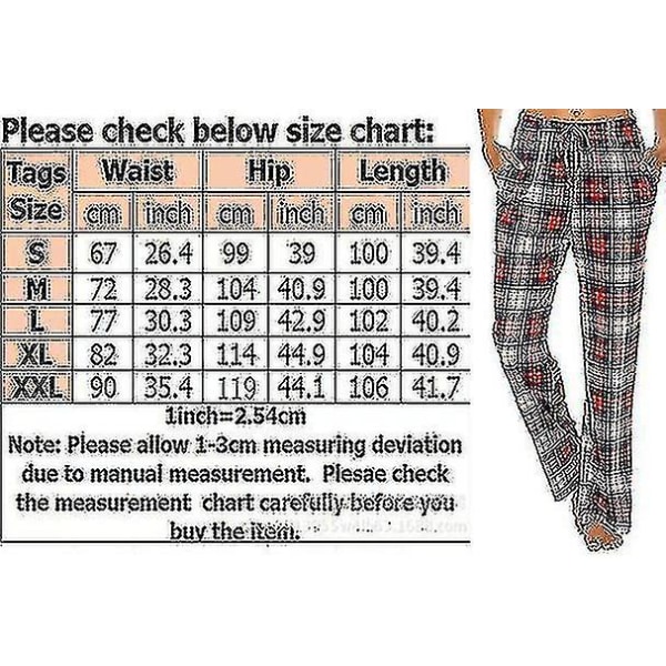Naisten pyjamahousut taskuilla, pehmeät flanelliruudullinen pyjamahousut blue XL
