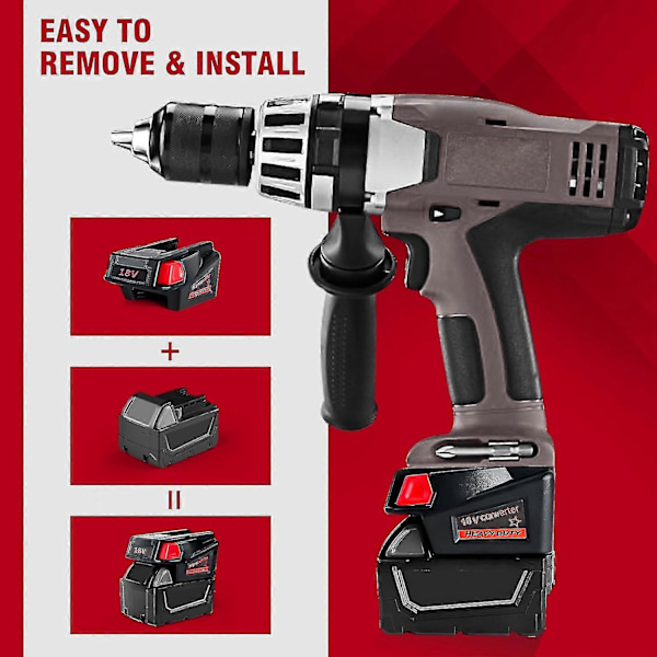 Adapter til Milwaukee M18 batteri, konverter til Milwaukee V18 48-11-1830 48-11-2200 48-11-223 USB konverter elværktøj - YuJia