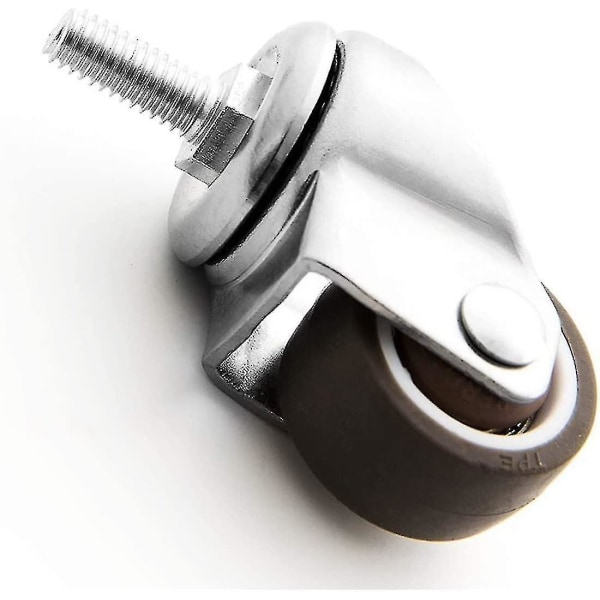 Møbelhjul med 4 pakker – M6 X 15 mm med 25 mm gjenger – Myk gummi – Tpe-gjenge – Minimøbelhjul (25 mm)