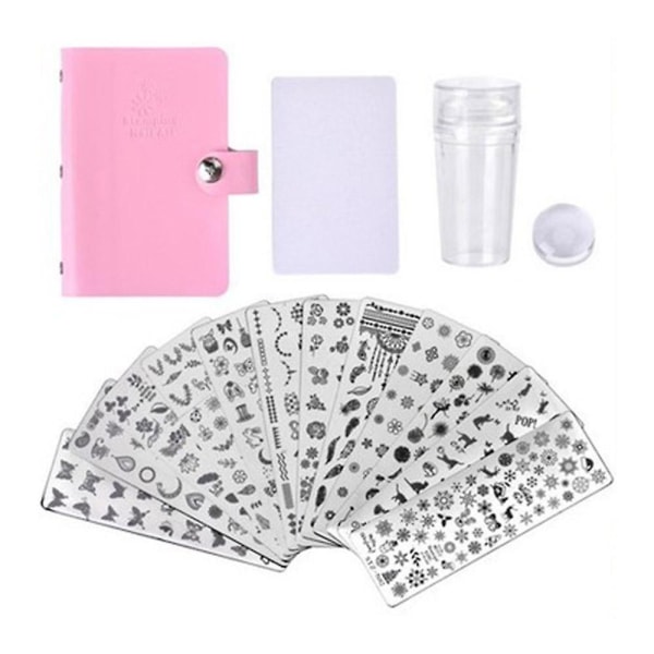 Manicure Stamp Stencils Model 12 Nail Art Plader Stempling Nail Picture Stempel Stencil Metal Plader Negle Tattoo With Card Set