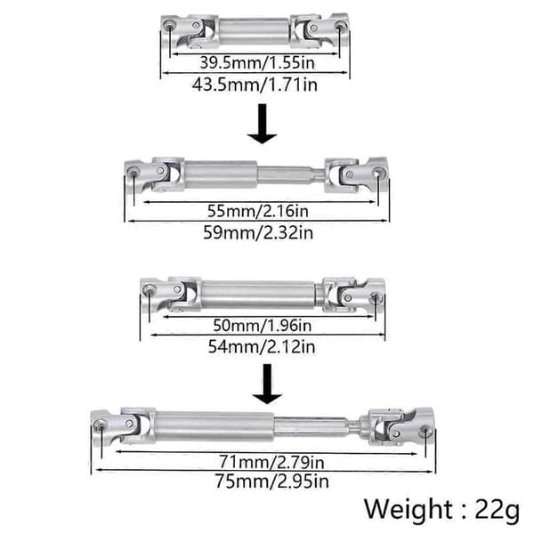 Universalaksel i rustfrit stål, drivaksler til chassis, central drivaksel til 1/18 RC Crawler Redcat As