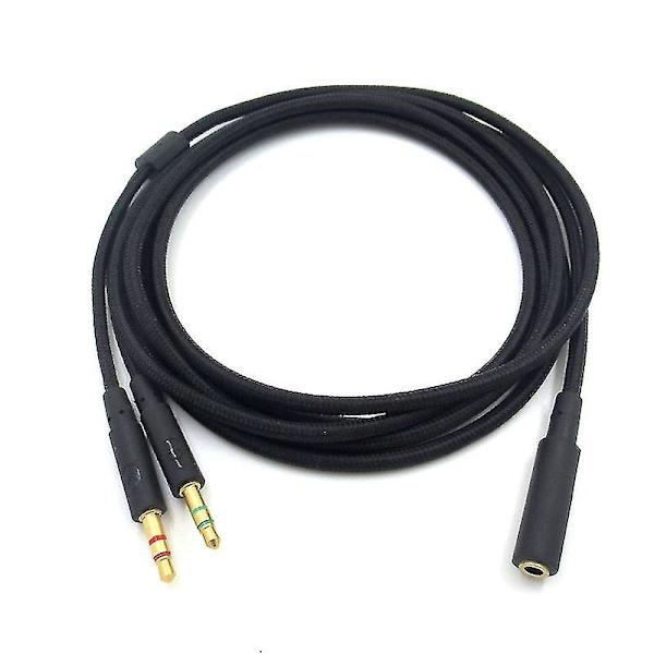 3,5 mm:n yleiskäyttöinen 2 in 1 -pelikuulokemikrofonin audiojatkokaapeli Cloud II/Alpha-/Cloud Flight/Core -kuulokkeille black