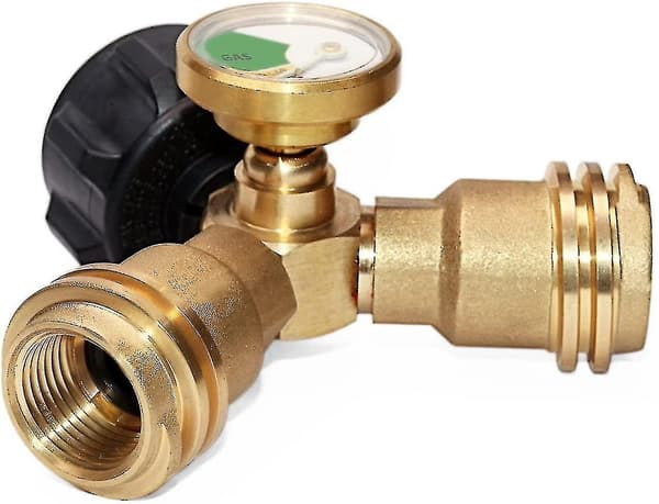 Barsinfi Splitter, Propan Tank Y-Splitter Adapter, Med Instrument, 2-veis LPG Adapter T-forbindelse