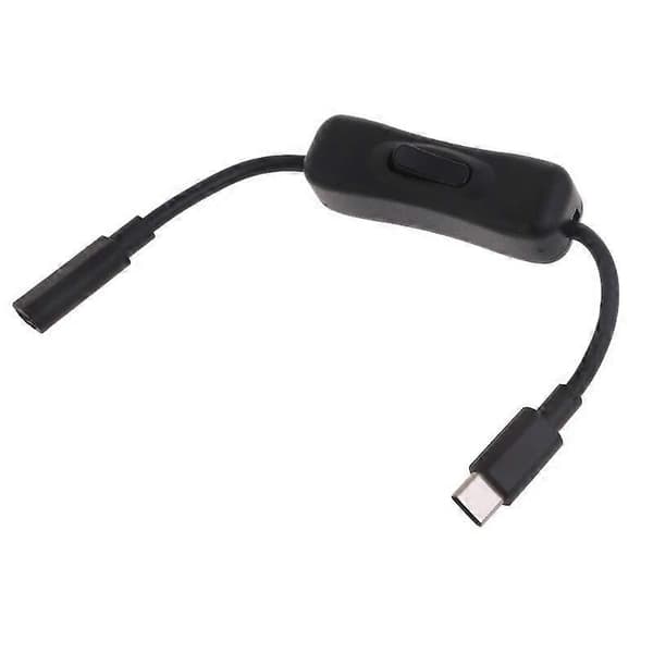 Strømkabel med strømafbryder til Raspberry Pi 4 - USB C han til hun Type C forlængerkabel med tænd/sluk-knap