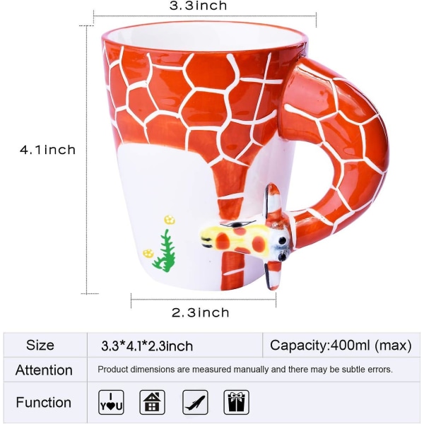 3d håndmalt keramisk dyremønster keramisk kaffekrus (siraff)