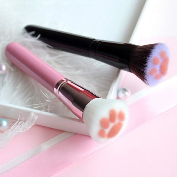 2kpl Cat Paw Foundation -meikkisivellin - Ammattimainen kosmeettinen meikkisiveltimien sivellin, puuterisivellin, poskipunasivellin, peitevoide, muotosivellin Pink