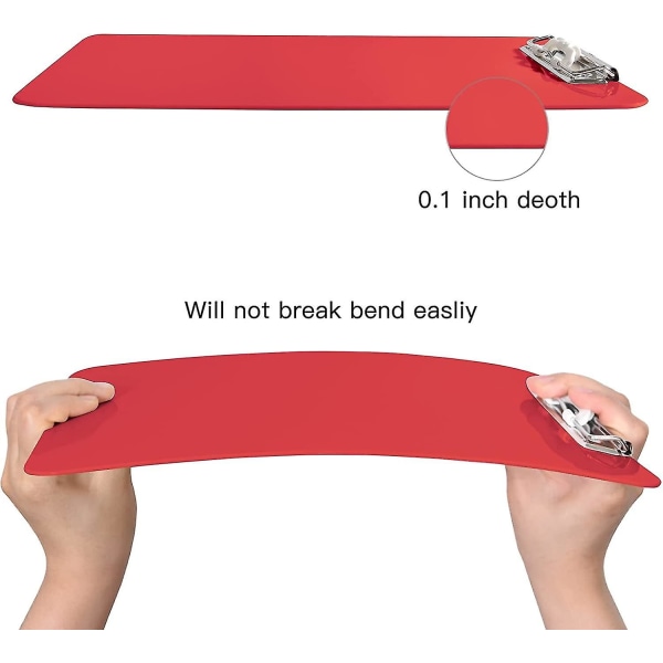 Set i plast med 6 st. Rött klippbord standard A4-skrivbord i bokstavsstorlek
