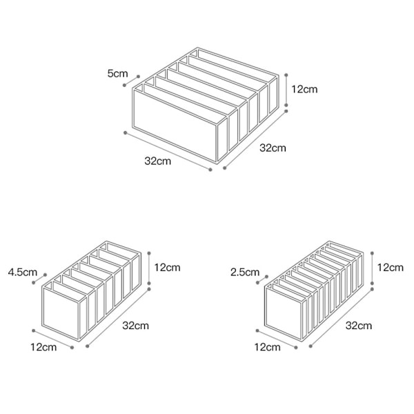 Underkläder BH Förvaring Organizer Box Strumpor Slipsar Grey 7 grid