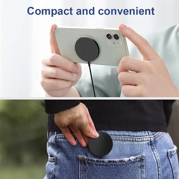 Magnetisk trådlös laddare: 15W maximal effekt, stöder iPhone 15/14/13/12/SE3-serien (1-pack › Ingen adapter)
