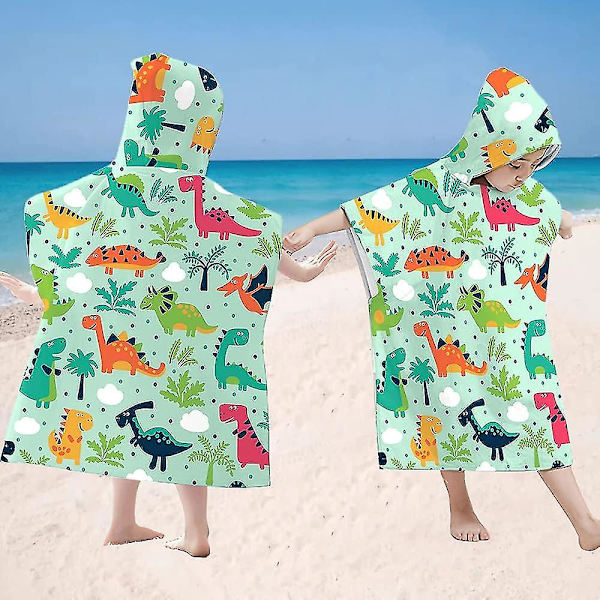 D-dinosaurie strandhanddukar Sandtät badponcho, söt liten handduk mikrofiber Snabbtorkande handduk, 75cm X 65cm