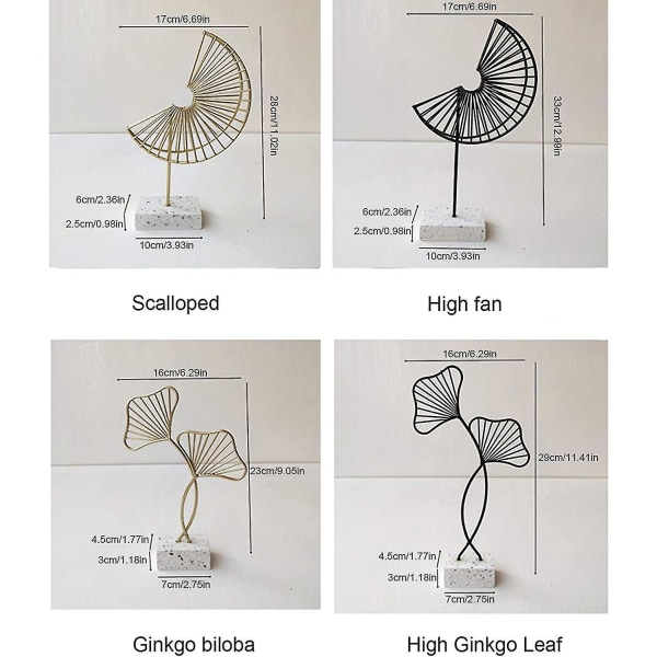 Dekorative metall hule ginkgo blader - nordisk stil - dekorasjon for hjem, soverom, kontor