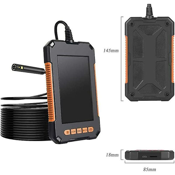 Industrielt Boreskop, Dobbelthoved Boreskop Inspektionskamera, 1080P HD Dobbelt Linse Digitalt Boreskop, 4.3 Tommer LCD Skærm, IP67 Vandtæt, Med 8 LED
