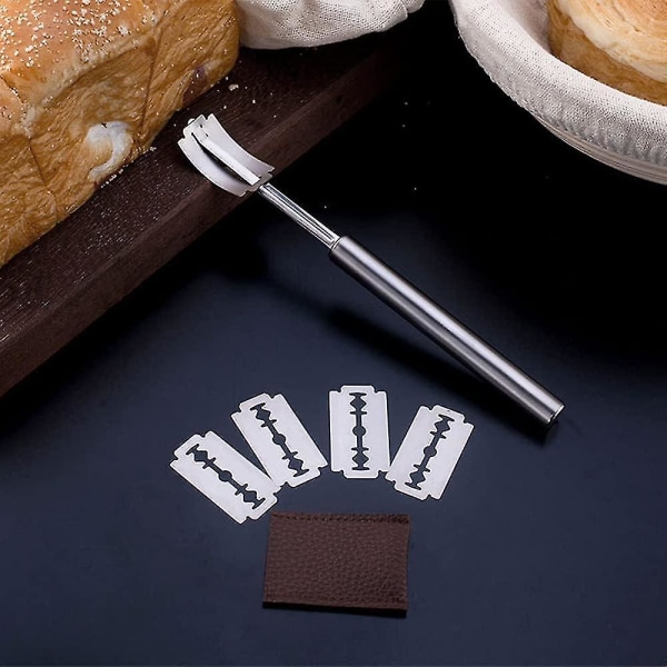 Ln-lame Boulanger, Bakerkniv og 5 stk Blader, Brødkniv Baker, Grignette Brødkniv Bladholder Baker For Å Skåre Deig Gravere Brød