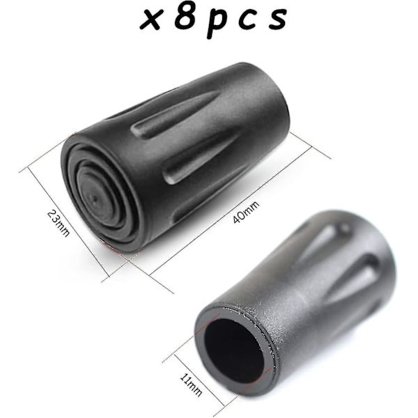 8 stk. Nordic Walking Stick Spidsdæksler Gummi Polfodbeskytter Til Vandrestave Asfalt Grus Bjerge Vandreture