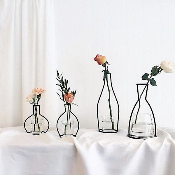 Retro Jern Linje Bord Blomster Vaser Nordisk Dekor Hjem Metall Planteholder Nordiske Stiler Blomstervase Hjem Dekor Dropshipping glass vase B
