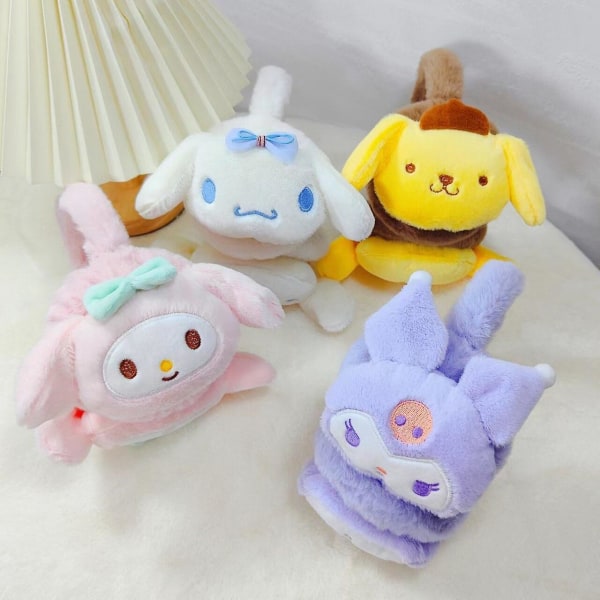 Sanrio Tillbehör Mjuk plysch öronvärmare Vintervarm öronkåpa Anime Kuromi Melodi Kvinnor Mode Öronlapp Kylskydd Cover Pompom Purin