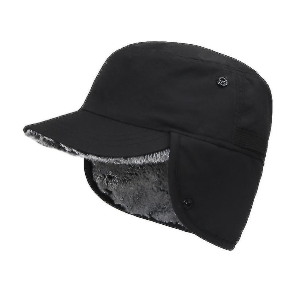 Vinter varme øreklaffer lue med topphette Basecap Trapper vanntett unisex Dark Gray