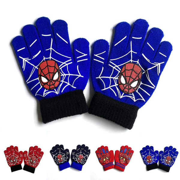 Spiderman Kids Full Finger Handskar Utomhus Varm Vinter Stickad Thermal Vantar Presenter D