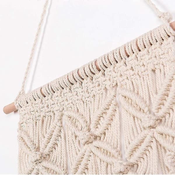 Makramé Väggbonad Vävd Tapet 40,6x70,1 cm, Beige