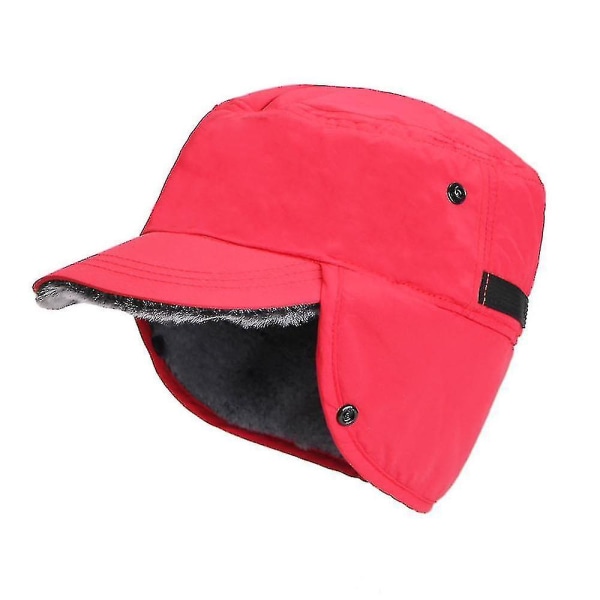 Vinter varme øreklapper hat med spids hætte Basecap Trapper Vandtæt Unisex Red