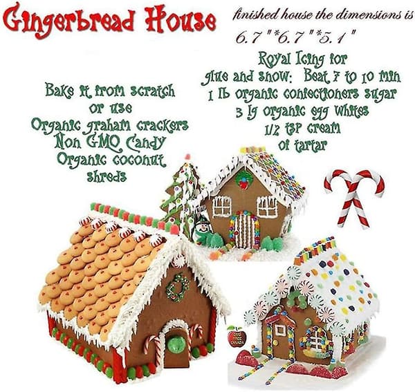 Vacker Gåva 3D Pepparkakshus Kakform Set Färg Presentförpackning Rostfritt Stål 10st Kakformar Kit