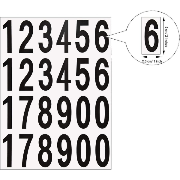 240 bitar 10 ark siffror klistermärken brevlådenummer Självhäftande vinylnummer för bostäder och brevlådeskyltar (2 tum, svart på vitt)