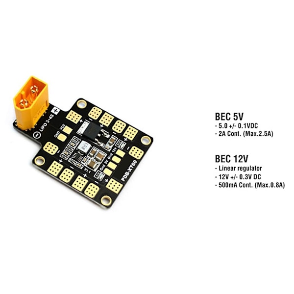 PDB XT60 Drone Strömfördelningskort med W/ BEC 5V 2A 12V 0.5A för RC FPV