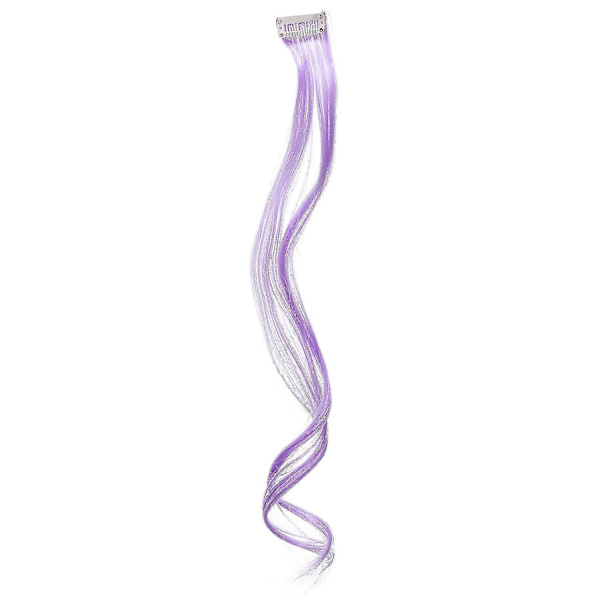 12 stk. Fargede Clip-In Hår Extensions For Party Highlights (lilla)