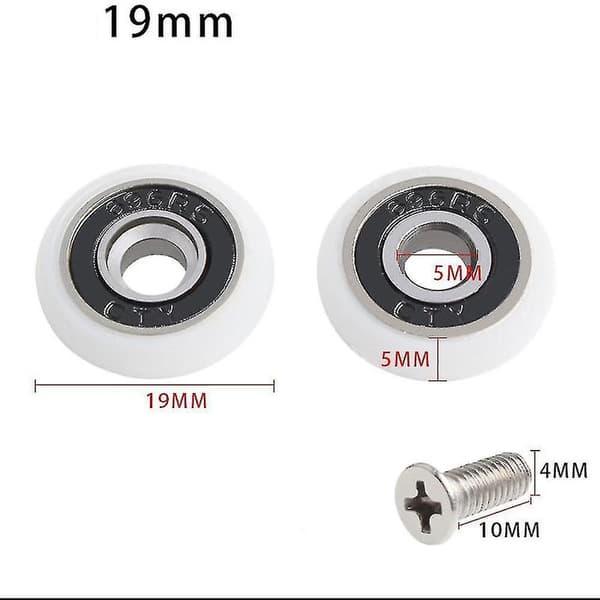 Sett med 8 erstatningshjul for dusjdører med 19 mm diameter