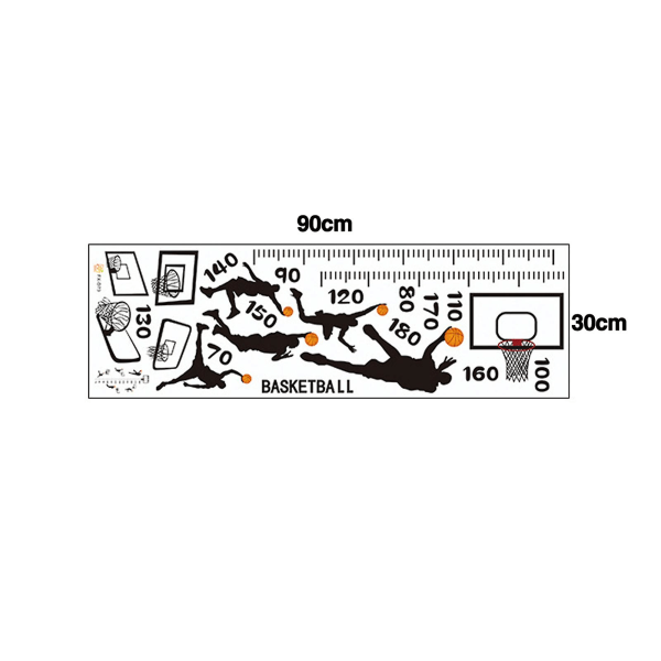 Creative Basketball Høydediagram Klistremerke Vekst Høyde Måling Avtakbar DIY Dekorativt selvklebende veggdekor