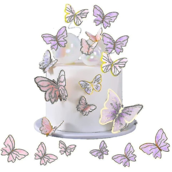 60 stk sommerfuglkake topper Glitter sommerfugl kake topper, cupcake dekorasjon til bursdag