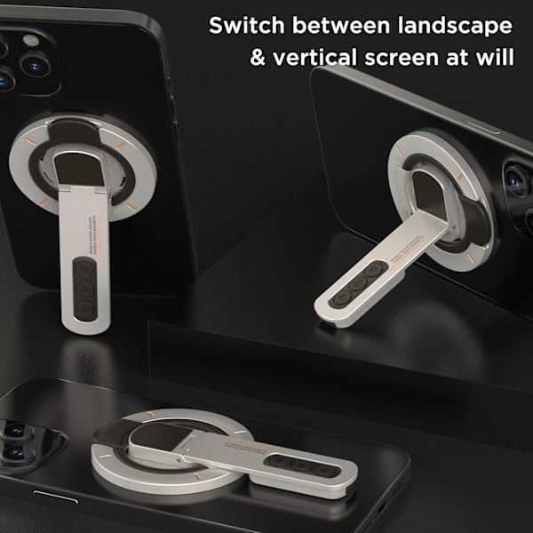 Dobbel magnetisk mobiltelefonholder med 360 roterende mobiltelefonholder, egnet for iPhone 16/15/14/13/12-serien (hvit)