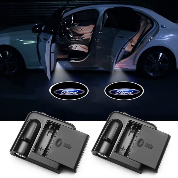 2 stk kompatibel med Ford trådløs bildørlogolampe Hd Velkommen Courtesy Ghost Shadow projektorlampe kompatibel med Ford-biler