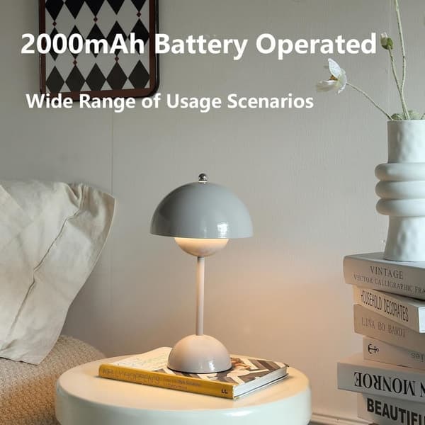 Bud Lamp 30 cm Wireless Touch Lamp Dimmable, 2000mAh Rechargeable Table Lamp, Nordic Bedroom Bedside Lamp Grey Grey