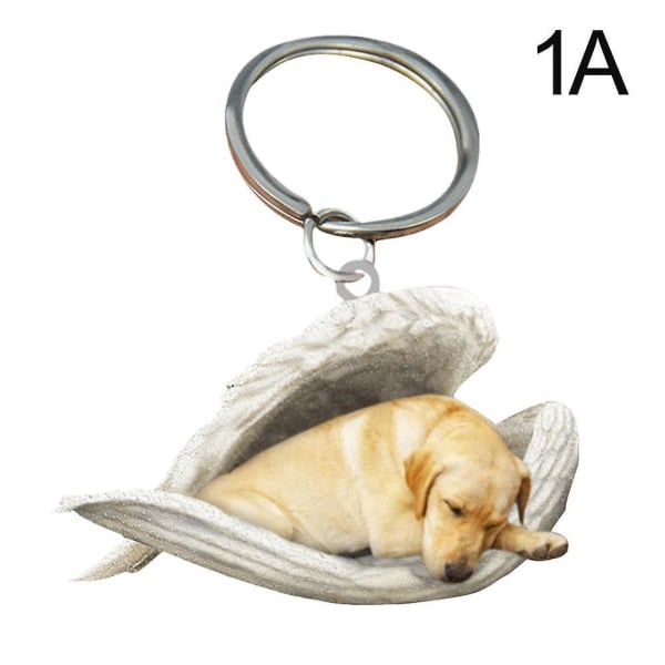 Hängande prydnad nyckelring Söt sovande ängel hundvinge hänge hund present Ca Yellow Labrador