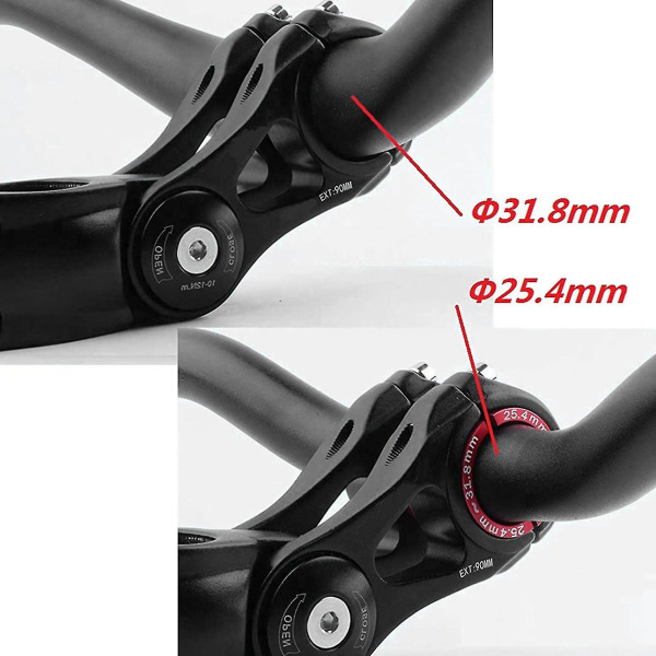 2x Cykelstyr Bar Shim Afstandsstykke Spindel Reducer Størrelse Reducerende bøsningsmanchet 25,4 mm til 31,8 mm Bar Bo