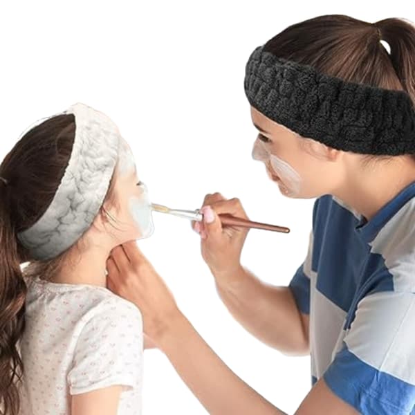(Sort, Hvid, Lysegrå) 3 ansigtsrensningspandebånd til makeup og yo
