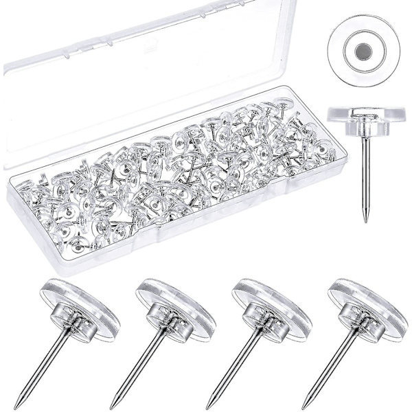 300 kpl Läpinäkyviä Nuppineuloja, 10,7 * 11 mm Pituus Push Pins Korkkitaulu Neulat Ja Nuppineulat Muovirasiassa Seinä Tasainen Nuppineula Maailmankartta Seinälle N