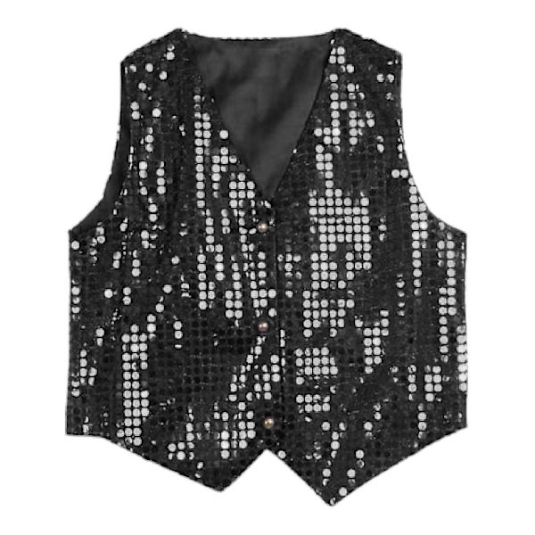 Glitterväst Unisex Färgstark Paljettväst för Barn för Fest Black S