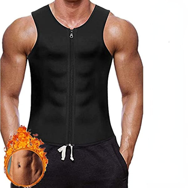 Miesten sauna liivi kuuma hiki vyötärömuotoilija korsetti neopreeni toppi muotoileva paita laihdutus treenipuku Black 2XL