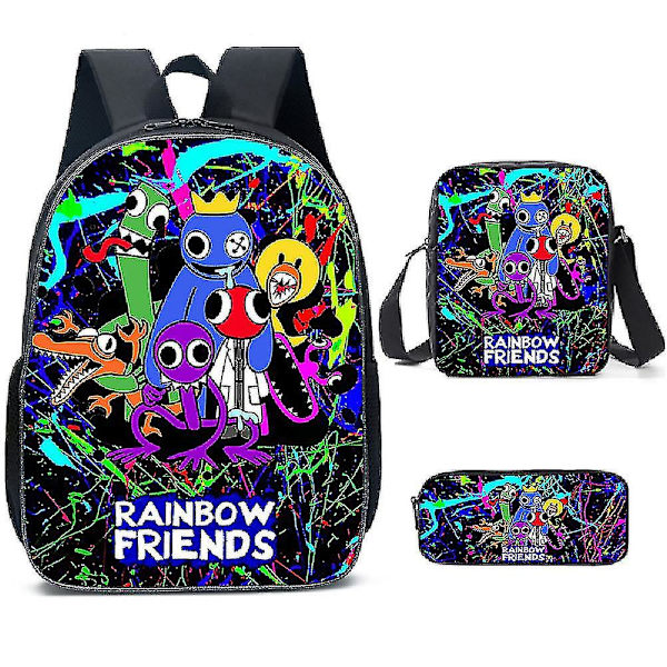 Rainbow Friends Skolväska Rainbow Friends Tre-delad Studentspel Cartoon Ryggsäck