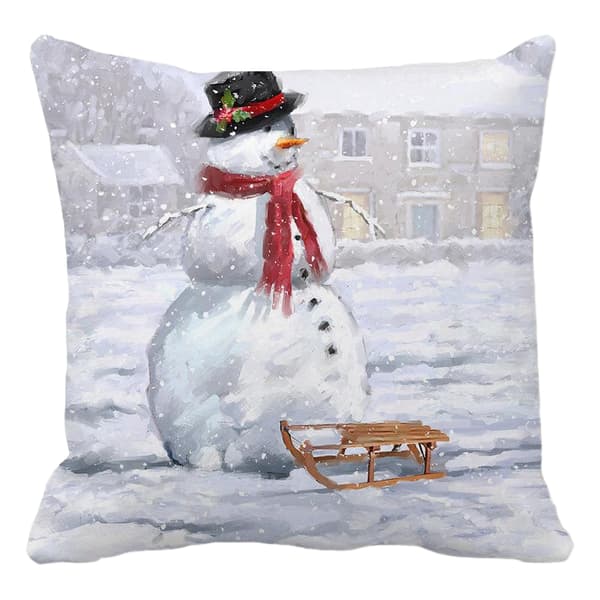 45x45cm Vinter Festlig Party Dekor Kuddfodral Soffa Djur Snögubbe Tryck Kuddöverdrag