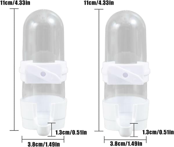 2 STK Automatisk Fuglevanddispenser til Bur, Fuglevandflaske Drikker Foderfrødispenser Burtilbehør, 90ML