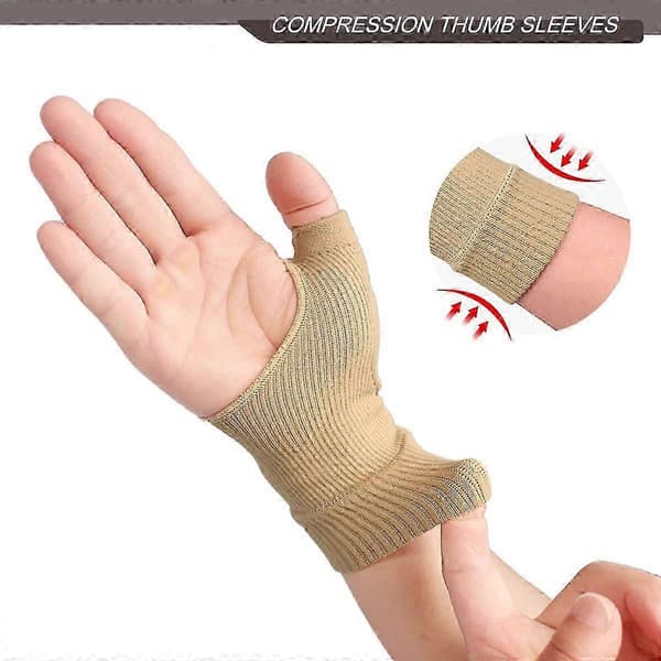 Tommelkompression Gigt Handsker - Gel Tommelpuder (1 Par, Beige)