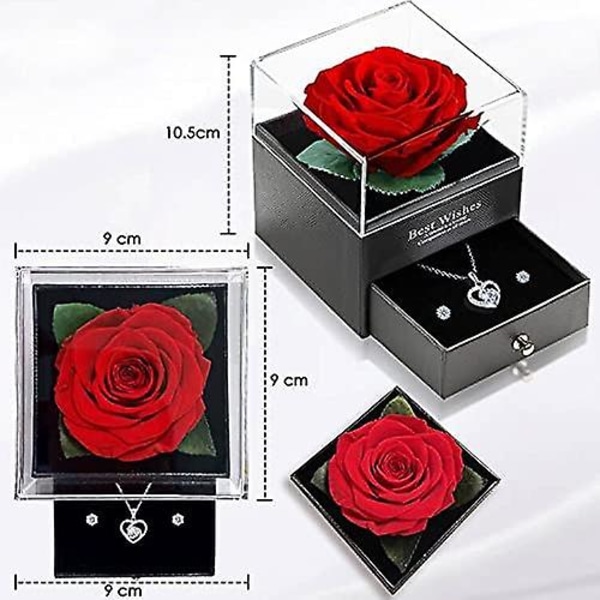 Eternal Real Rose, Infinity Roses, Smykkegaveæske, Fødselsdag, Valentinsdag, Bryllupsdagsgaver